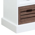 thumbnail image 4 of 39 Inch Modern Storage Bench, 3 Drawers, Bar Handles, Wood, White, Brown, 4 of 5