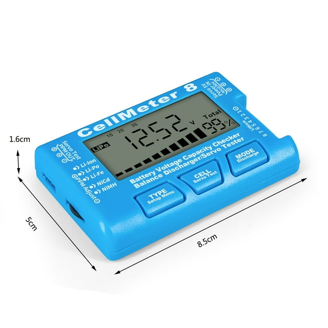 JJKBVCLO Testeur de Batterie Numérique ABS Testeur de Capacité RC LiPo LiFe Li Ion Nicd NiCh Testeur de Tension