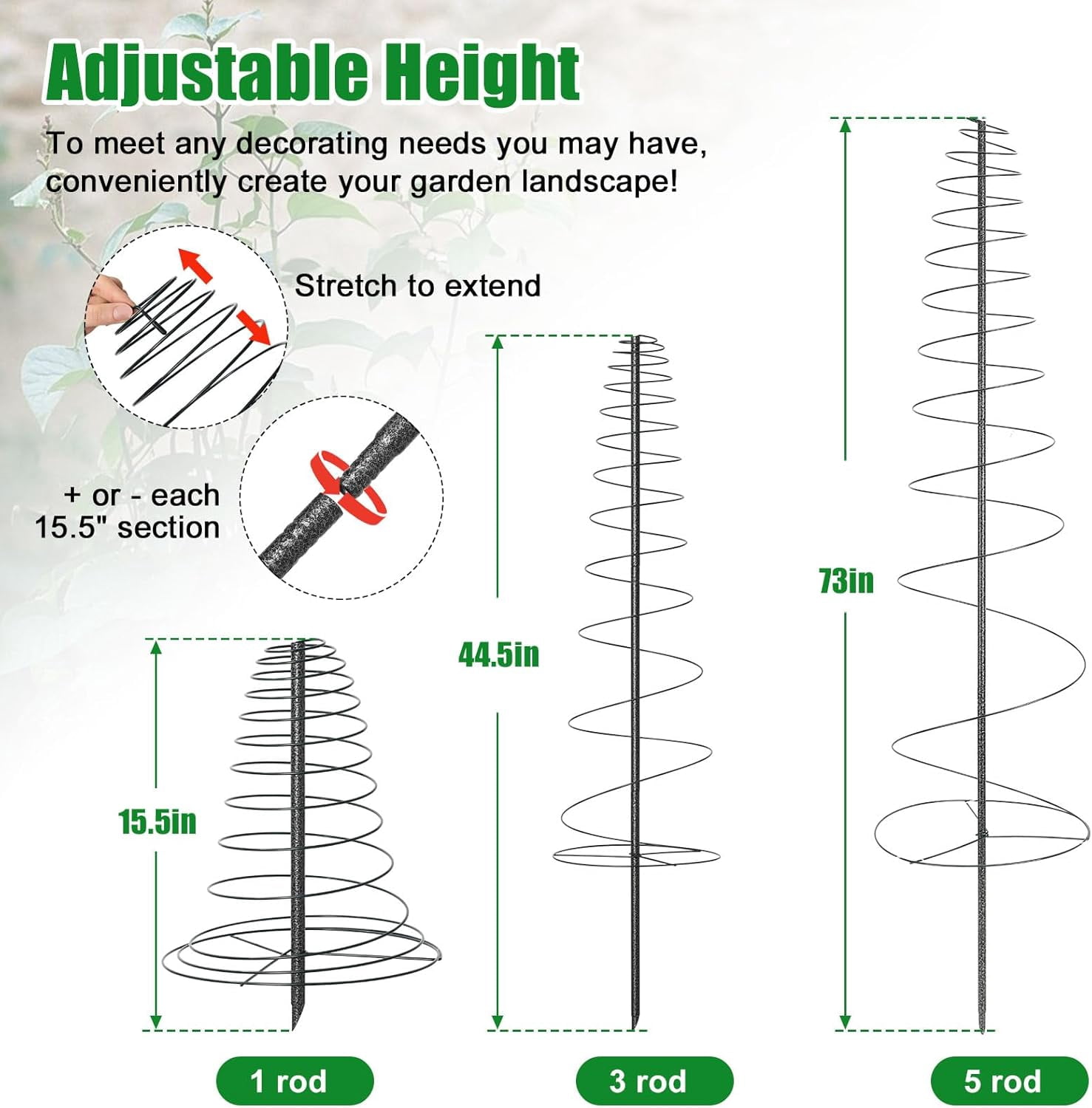 IHOMEPARK 73" Tall Garden Trellis for Climbing Plants Outdoor, 2 Pack Support Metal Plant Trellis for Potted Plants Light Vegetables Flowers