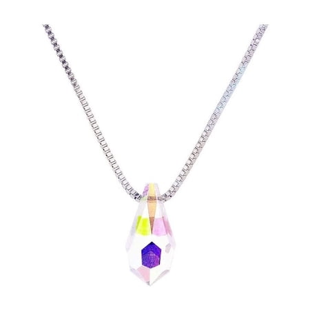 Amy and Annette Sterling Silver Preciosa Drop Aurora Borealis Crystal Pendant Necklace