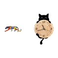 thumbnail image 1 of esculturas,estatua de figura decorativa andante,Reloj de pared,Reloj de pared decorativo para baño o dormitorio,Reloj de pared para gatos silencioso,sin tictac,ideal para regalar., 1 of 8