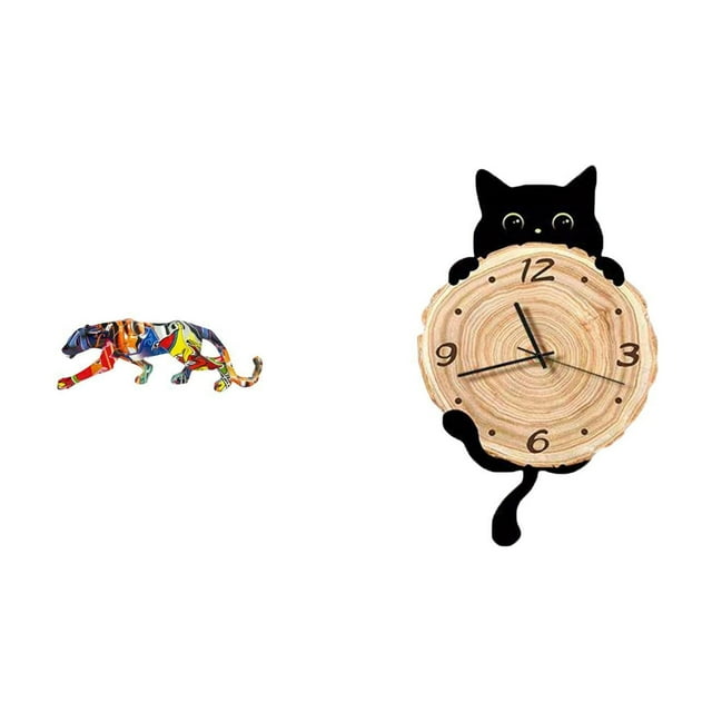 esculturas,estatua de figura decorativa andante,Reloj de pared,Reloj de pared decorativo para baño o dormitorio,Reloj de pared para gatos silencioso,sin tictac,ideal para regalar.