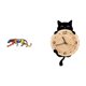 thumbnail image 1 of Reloj de pared con forma de gato, figura decorativa, estatua, escultura de resina MDF, silencioso (sin ), ideal para sala de estar, dormitorio o, 1 of 8