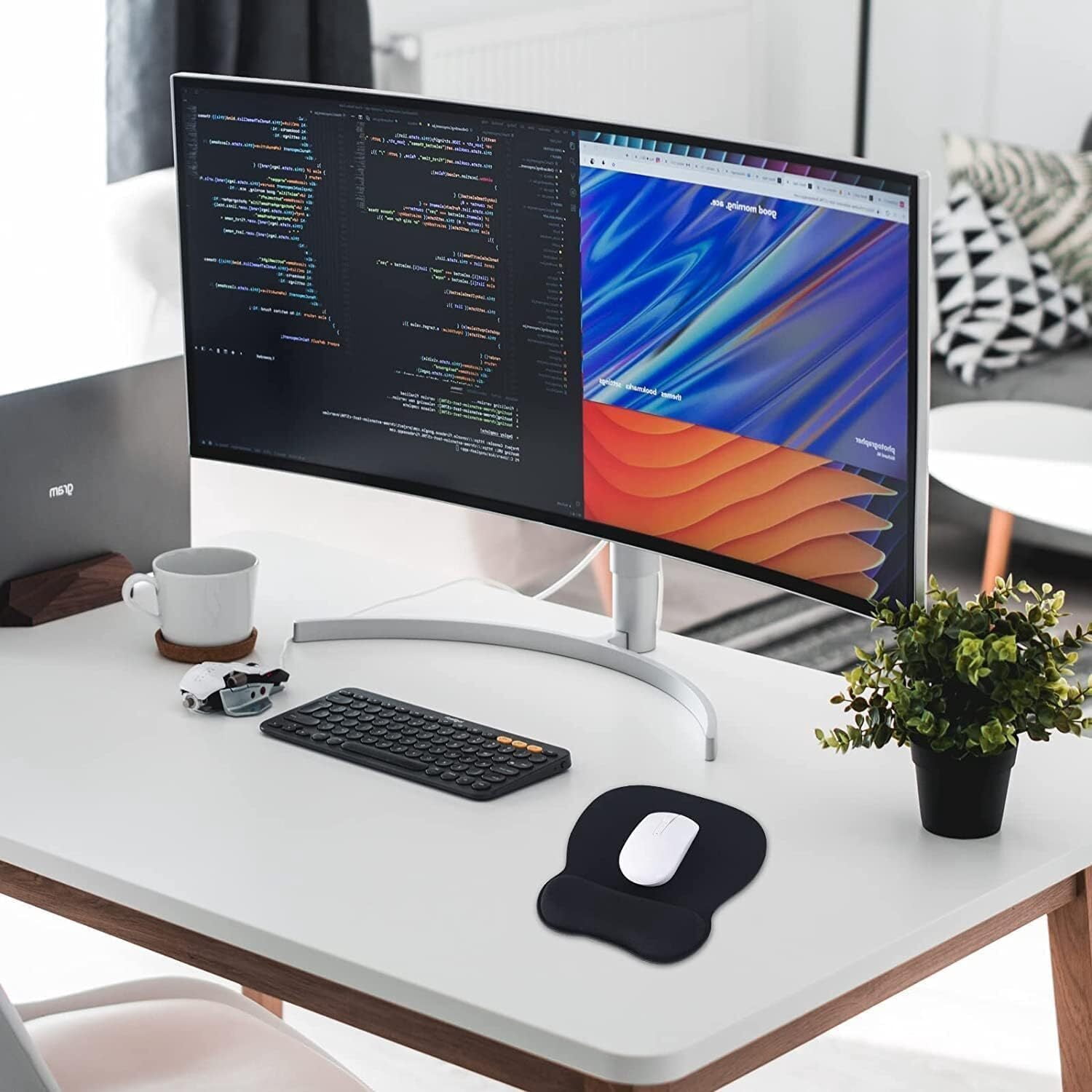 Ergonomic Mouse Pad with Wrist Support,Non-Slip Base Comfort Gaming Mousepad,Pain Relief Portable Desk Mat for Home Office Computer Laptop Daily Use