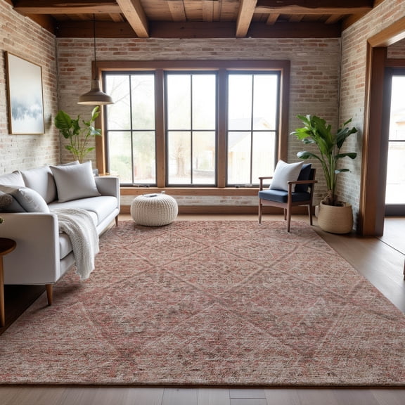 Addison Rugs Mayfield Premium Machine Washable Transitional Moroccan Pink Rectangle Rug, 5' x 7'6"