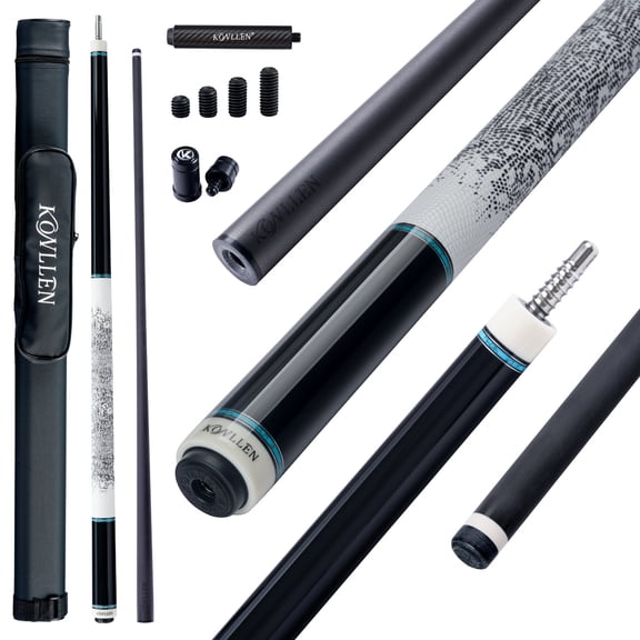 KONLLEN Carbon Fiber Pool Cue Stick with 11.8mm white Low Deflection Hand-Made Inlay Billiard Cue
