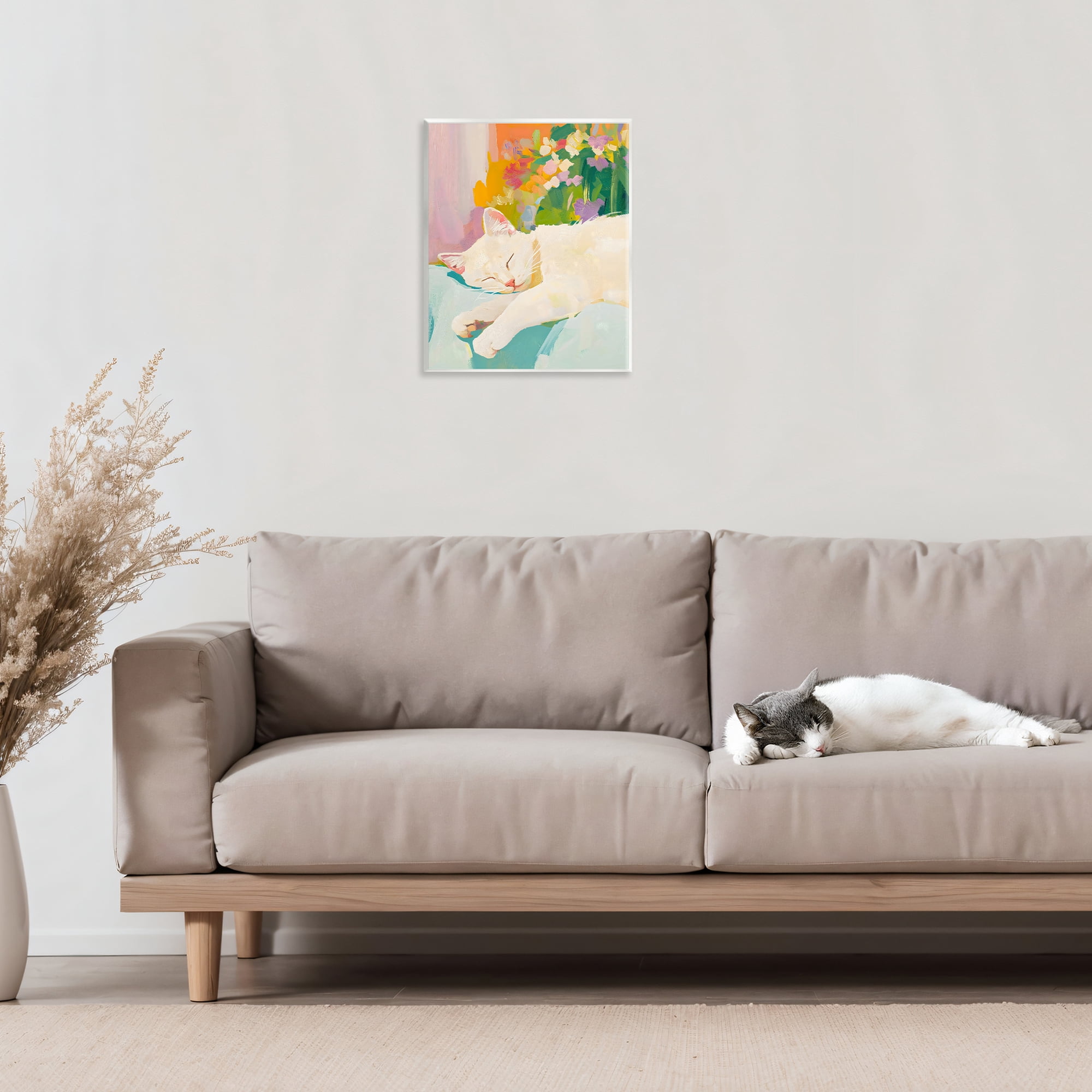 Stupell Industries Sleeping Cat with Flowers Wall Plaque Art, design by The Prints Vibe