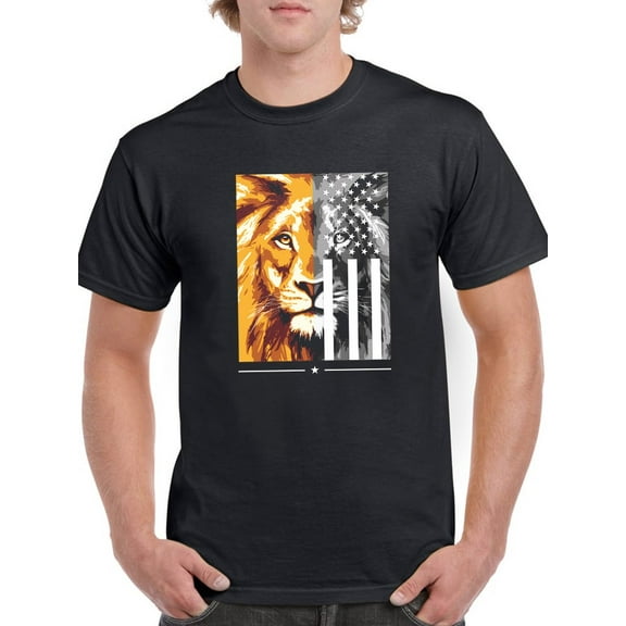 Black And White Cool Lion Men T-Shirt, Male x-Large