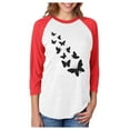thumbnail image 1 of Butterfly Shirt Womens & Girls Summer 3/4 Women Sleeve Baseball Jersey - Summer's Perfect Casual & Chic Butterfly-Themed Jersey Shirt Large red/white, 1 of 5