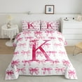 thumbnail image 2 of jejeloiu Bowtie Monogrammed K Bedding Comforter Set,Cartoon Bow Knot Twin Comforter Sets,Pink Kawaii Bowknot Bedding Set For Girl Teens,Ultra Soft Bedroom Decor Reversible,2-Piece, 2 of 8