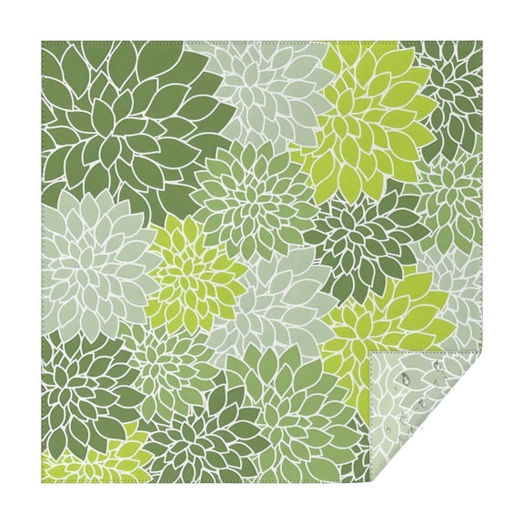Green Floral and Petal Pattern Square Tablecloth,Waterproof Square Table Cover,Wipeable Spillproof Washable Table Cover for Home Kitchen Party Decor 42"X42"(107x107cm)