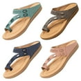 thumbnail image 3 of Girl Women's Toe Ring Sandal Soft Flat Comfortable Beach Sandals, 3 of 4