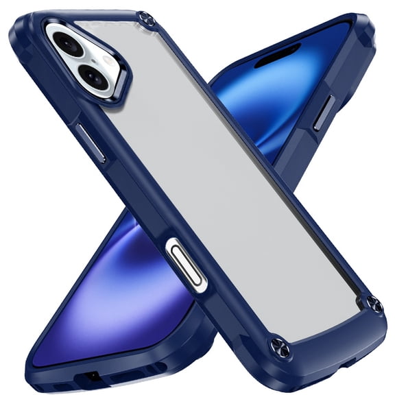 XPM for Apple iPhone 17 Phone Case, Hybrid Transparent Rubber with Metal Buttons & Camera Edges Hard TPU Corner Frame Bumper Cover for Apple iPhone 17 (6.3") (Blue)