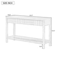 thumbnail image 4 of Ash Veneer Modern Console Table with Storage Solutions, Narrow Design, Double Drawers & Bottom Shelf, Mid-Century Minimalist Style, Perfect for Entryway or Living Room, Brown Finish, 4 of 8