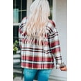 thumbnail image 2 of I AM A FASHION JUNKY Fiery Red Geometric Plaid Print Pocketed Shacket (Red, M, 100%Polyester), 2 of 8