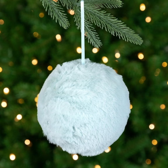Northlight Faux Fur Plush Ball Christmas Ornament - 4" - Light Green