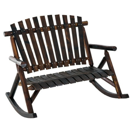 - Outsunny Fir Wood Rustic Outdoor Adirondack Rocking Bench