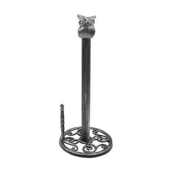 Handcrafted Model Ships k-9233-Silver 16 x 7 x 7 in. Rustic Silver Cast Iron Sitting Owl Kitchen Paper Towel Holder