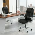 thumbnail image 2 of Costway PU Leather Office Chair Height Adjustable Executive Chair with Adjustable Headrest Black, 2 of 9