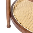 thumbnail image 2 of OverPatio 31.5" Round Walnut End Table - Tempered Glass Top & Handwoven Wicker Shelf for Indoor/Outdoor Use, 2 of 9