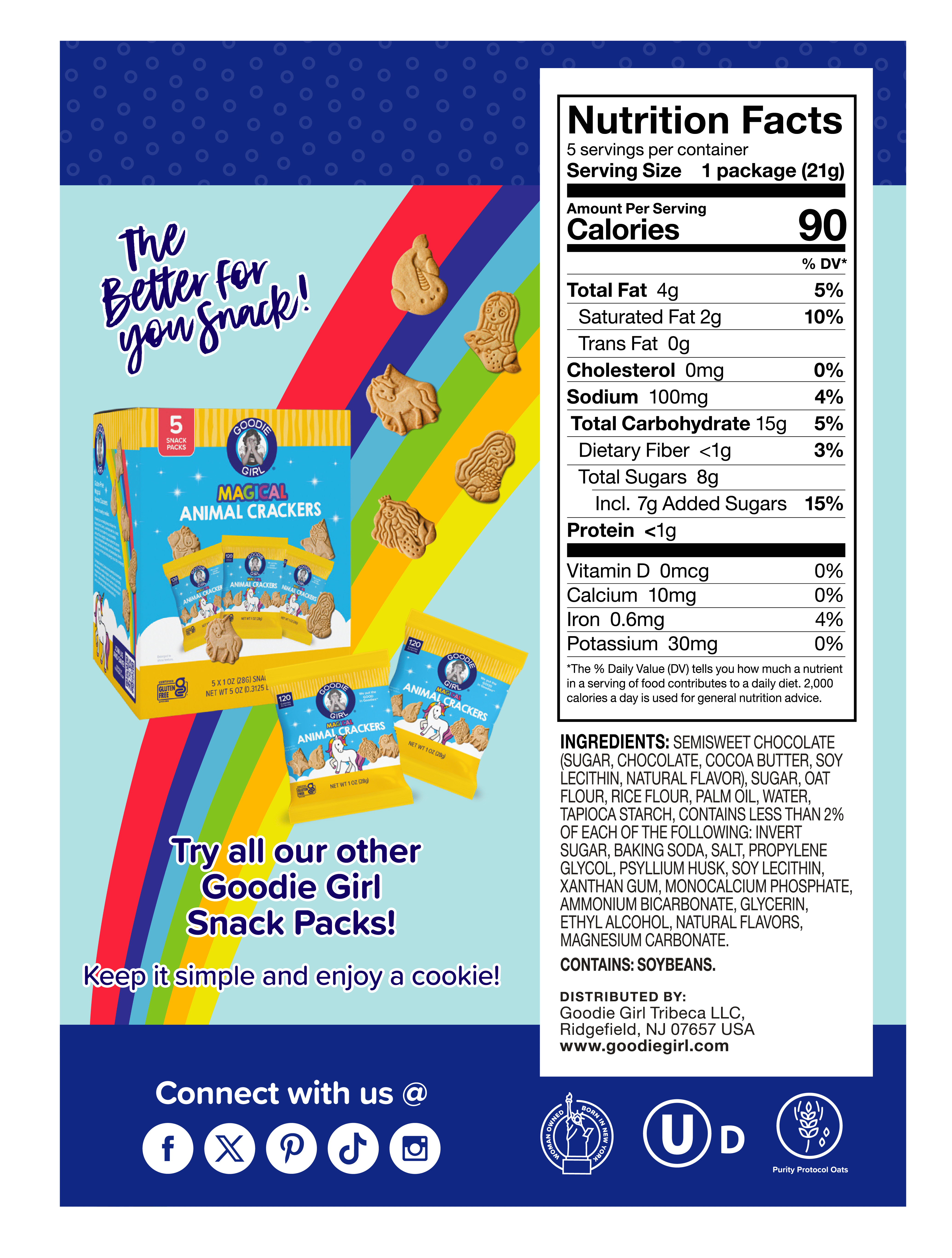 (4 pack) Goodie Girl Gluten Free Chocolate Chip Mini Cookies Snack Pack, 0.75 oz per Bag, 5 Count