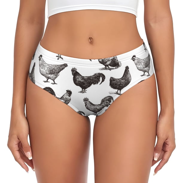 Fotbe Funny Chicken Calzones Estampados para Mujer – Ropa Interior de Algodón, Cómoda, Suave y Elástica-X-Large