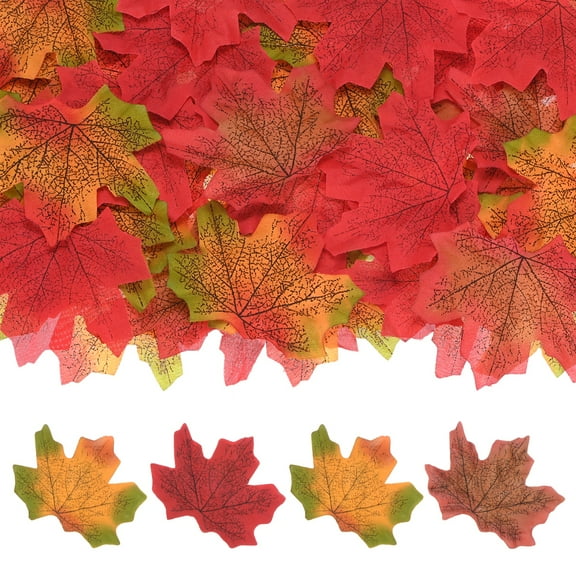 300-Pack Artificial Maple Leaves, Fake Fall Leaves Faux Autumn Leaves for Thanksgiving/Wedding/Party[8cm, Mixed 3 Colors]