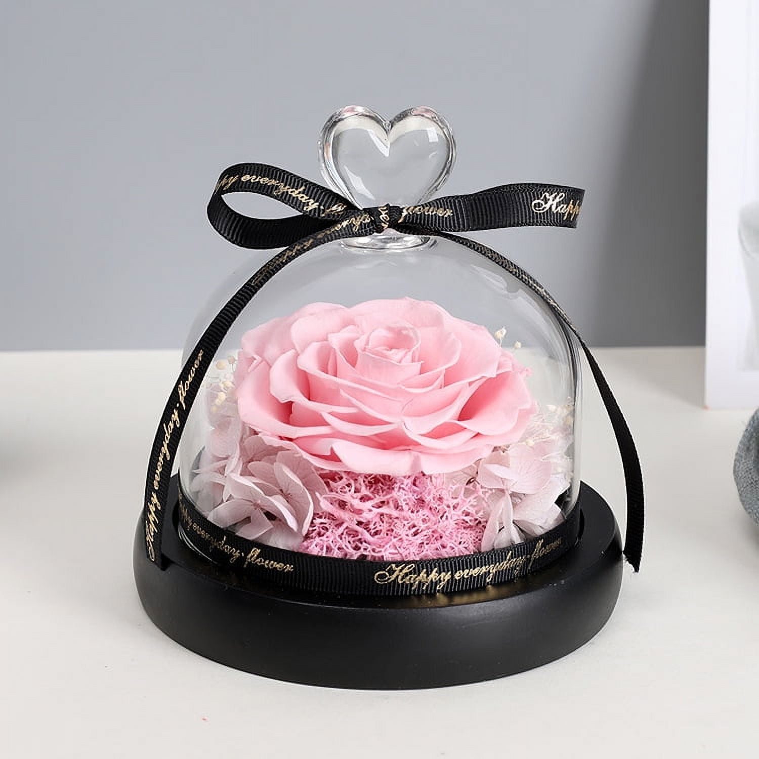 Eternal Rose - Preserved Forever Rose Flower in a Glass Handmade Eternal Roses with LED Lights, Best Gift for Her Valentine's Day Mother's Day Anniversary Birthday Thanksgiving Girl