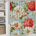 thumbnail image 4 of Floral Colorful Flower 4 Pcs Shower Curtain Set with Rug Bathroom Sets with Waterproof Fabric And Non-Slip Rugs Toilet Lid Cover Bath Mat Decor with Hooks, 4 of 7