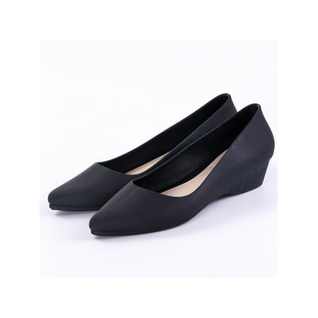 

Ymiytan Women s Casual Shoes Pointed Toe Waterproof Loafers Slip On Work Loafer Daily Lightweight Non Pure Color Flats Black 6