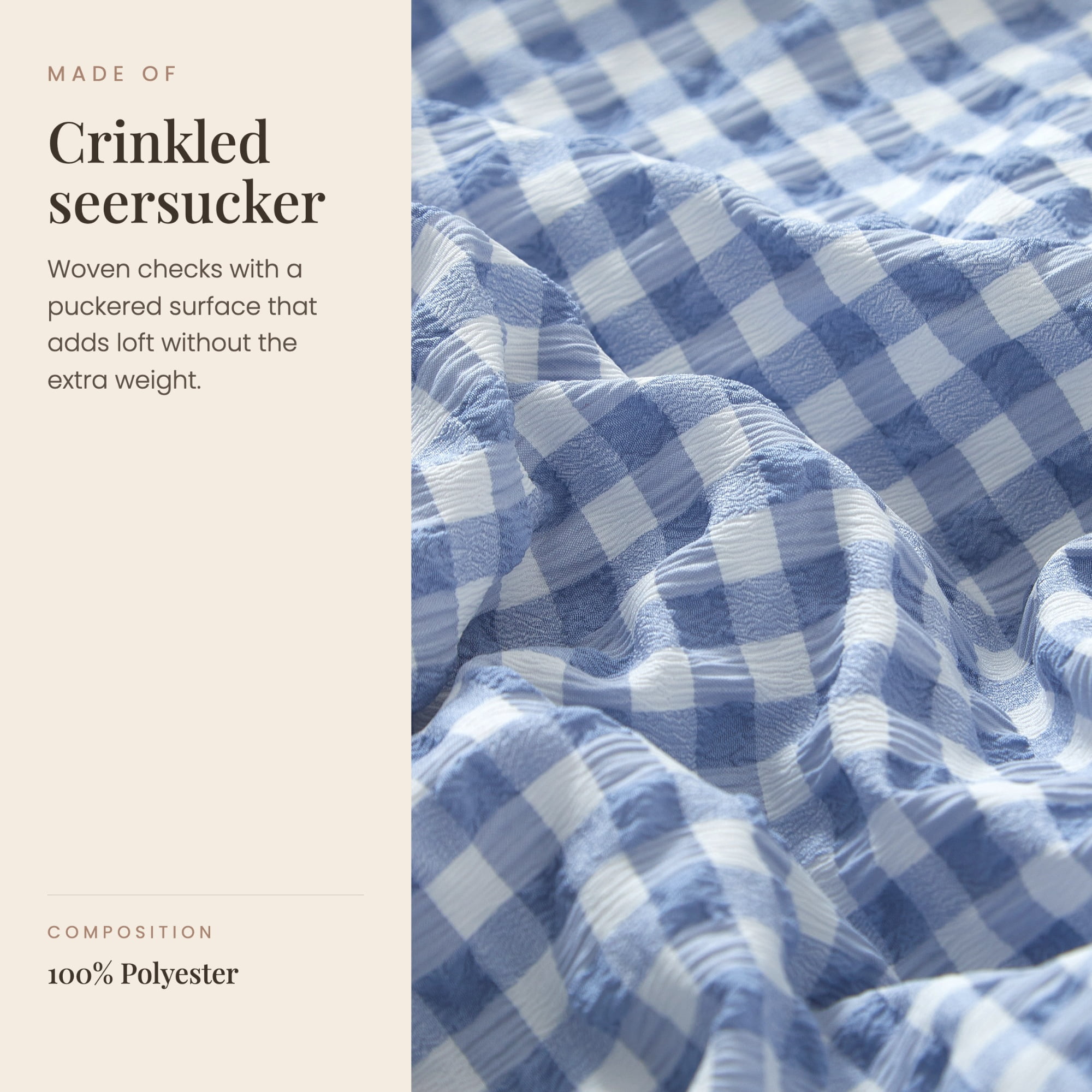 Mason & Craft 3 Piece Blue Gingham with Ruffle Comforter Set, Full/Queen