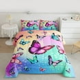 thumbnail image 2 of Castle Fairy Teens Colorful Flying Butterflies Bedding Comforter Set 2pcs,Abstract Gradient Ombre Twin Comforter Sets Microfiber,Dreamy Princess Breathable Bedding Set,Lightweight Room Decor, 2 of 8