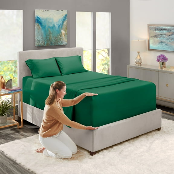 Nestl Extra Deep Pocket 4-Piece Bed Sheets Set , 18"-24" Super Deep Fitted Sheet