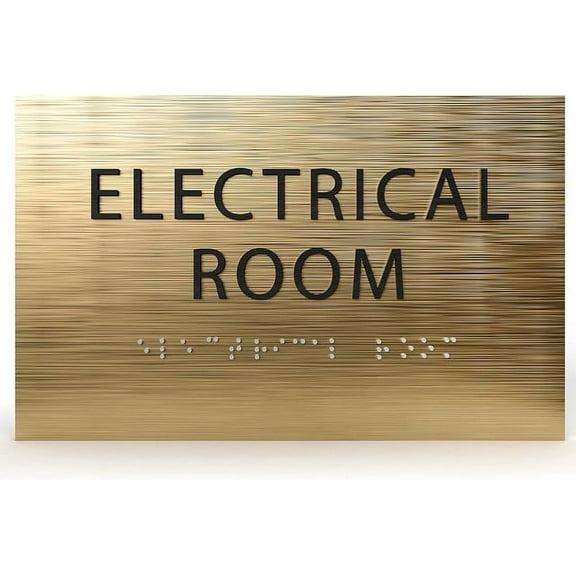 ADA CENTRAL SIGNS 6" X4" Electrical Room Sign- Tactile Graphics Grade 2 Braille Text | Modern Utility Wall Mount Adhesive Strips Plastic Signs For Schools, Offices, Businesses, Apartments & Restaurant