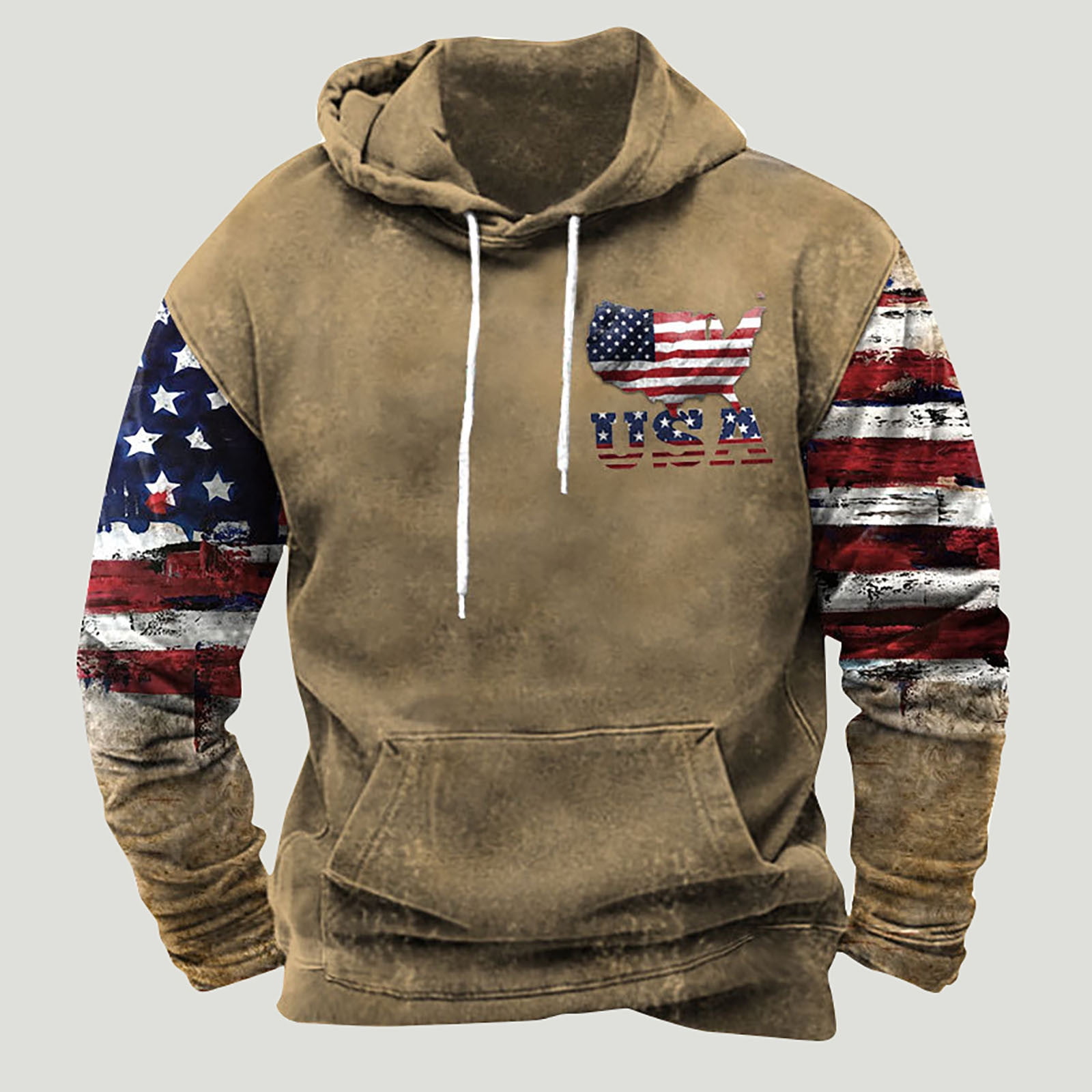 【U LAN】Flag print hoodie zip-up YanHoo Mens Graphic Hoodie,American Flag Print Pullover