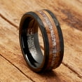 thumbnail image 5 of Metal Masters Mens Deer Antler Whiskey Barrel Tungsten Carbide Ring Hammered Wedding Band 8mm, 5 of 7