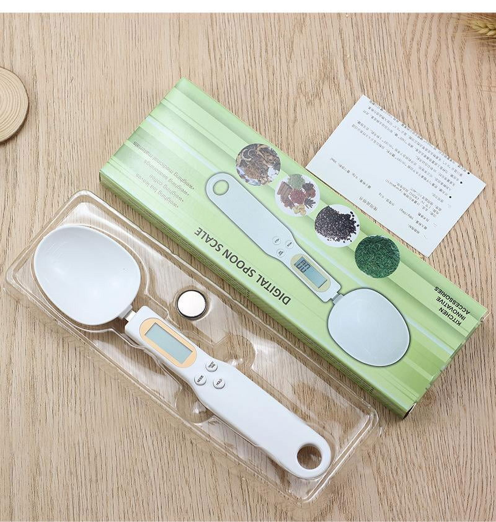 Scale Spoon Gram Measuring Spoon, Kitchen Digital Weight Scale Spoon  Milligram Measuring Scoop Grams Electronic Measuring Cup for Portioning Tea  Flour Spices Medicine White 