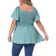 thumbnail image 4 of DARING DIVA Women's Plus Square Neck Ruffle Hem Blouse 3X Green, 4 of 6