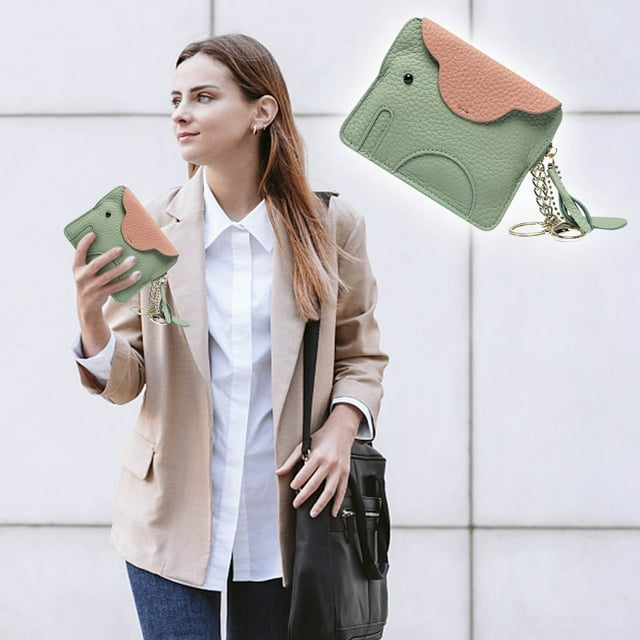 Monedero de cuero para monedas para mujeres y niñas - cartera con cierre cremallera para efectivo, tarjetas, llaves y artículos esenciales