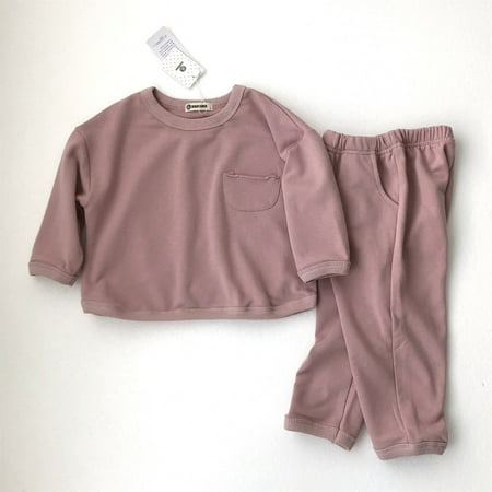 

Toddler Boys Outfit Sets Autumn Solid Cotton Long Sleeve Long Pants Sleepwear Suits Clothes
