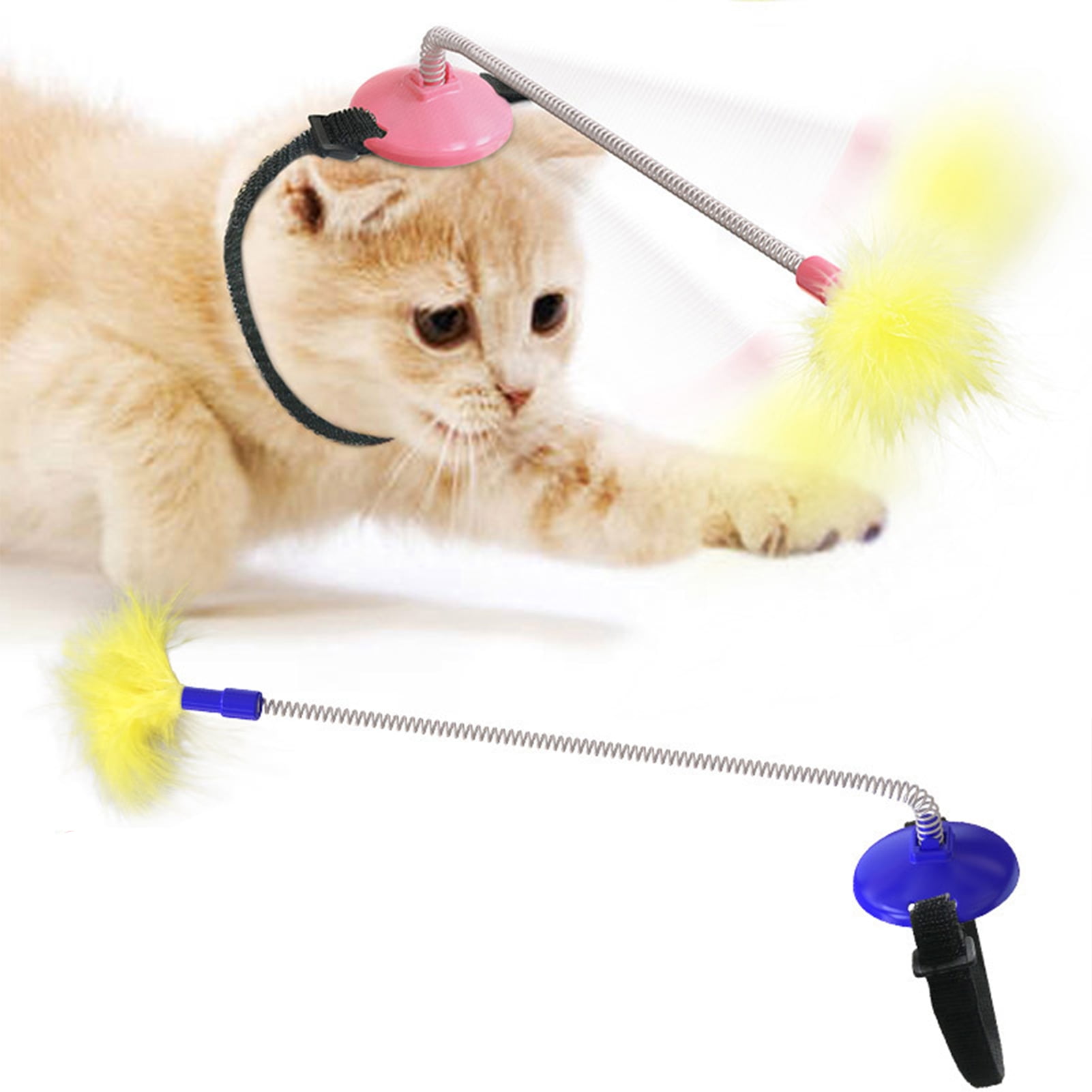 Yananmall Cat Toys Cat Hat Self-Play Toy Fish and Feather Teaser Toy  Interactive Cat Toy for Indoor Kitten Fishing Head Wearing Funny Cat  Stick（Pink : : Pet Supplies