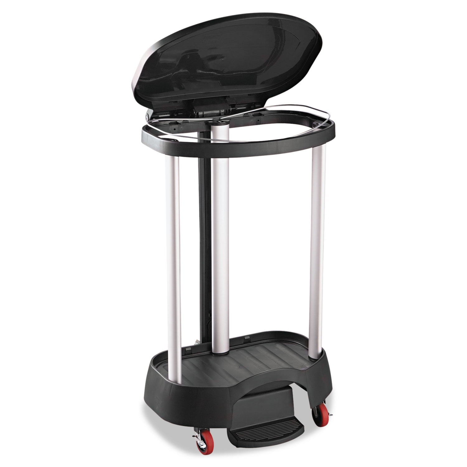 Rubbermaid Premium Step-on Linen Hamper, 30 Gal, 20.38w X 22.25d X 37.88h, Aluminum/plastic, Black