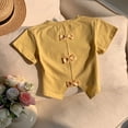 thumbnail image 4 of NAISIBABY Girls Short Sleeve T-Shirt, Crewneck Back Bow Summer Soft Kids Cute Fashion Tee Yellow Size 3, 4 of 7
