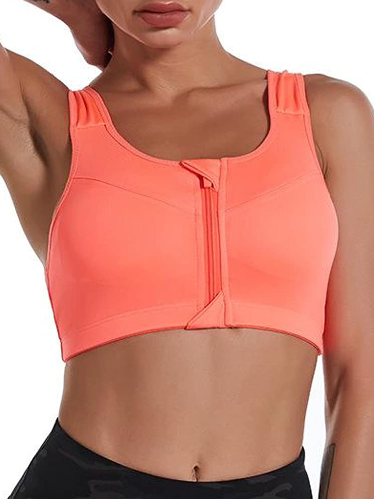 Glonme Women Workout Top Sleeveless Yoga Bras High Impact Sports Bra Gym  Quick Dry Tank Tops Athletic Full Coverage Vest Orange Red 3XL 