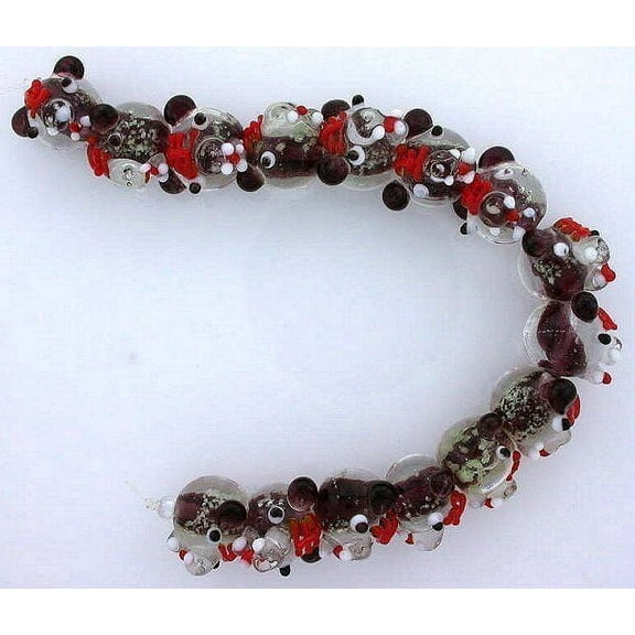15 Bear Head Bead Beads Handmade Glass Lampwork 1/2 x 3/5 Inch