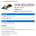 thumbnail image 2 of Brake Master Cylinder - Compatible with 1997, 1999 - 2003 Volkswagen EuroVan 2000 2001 2002, 2 of 2