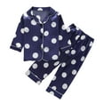 thumbnail image 2 of Little Girls Pajama Set Dot Print Short Sleeve Button-Down Sleepwear with Pants Summer Clothes for Girls Clothes Size 5T, 2 of 8
