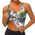 thumbnail image 3 of Fotbe Parisian Cafe With Eiffel Sujetador Deportivo Largo sin Aros para Mujer con Almohadillas y Soporte Medio, Transpirable y Absorbente, Camiseta Tipo Chaleco o Tank Top-XX-Large, 3 of 8