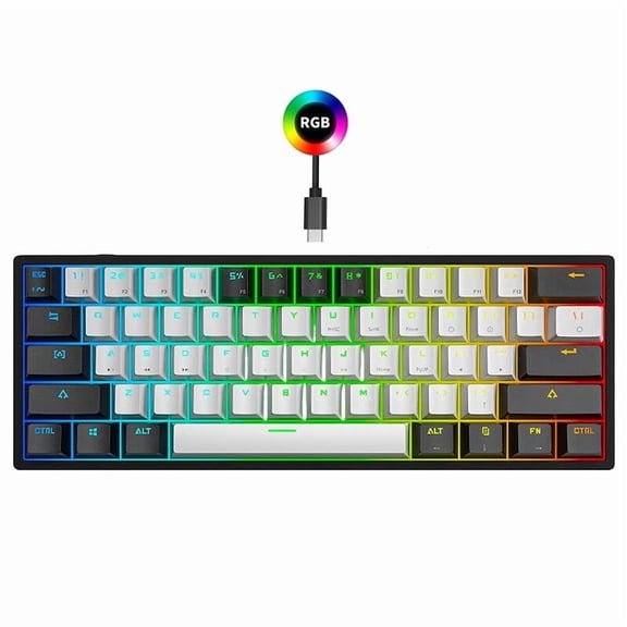 GJX 60% Mini Keyboard, Multi-Device Switching Wireless Mechanical Keyboard, Dual-Color Keycaps for Gaming