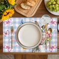 thumbnail image 4 of Easter Bunny Placemats Set of 8, Cute Rabbits Spring Daisy Flowers Blue Plaid Placemats for Dining Table, Place Mats for Kitchen Tabletop, Waterproof Wipeable Dining Table Mats Set, 4 of 9